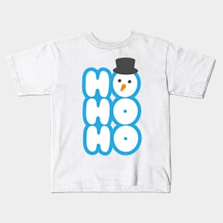 Ho Ho Ho Cartoon Christmas Snowman Design Kids T-Shirt